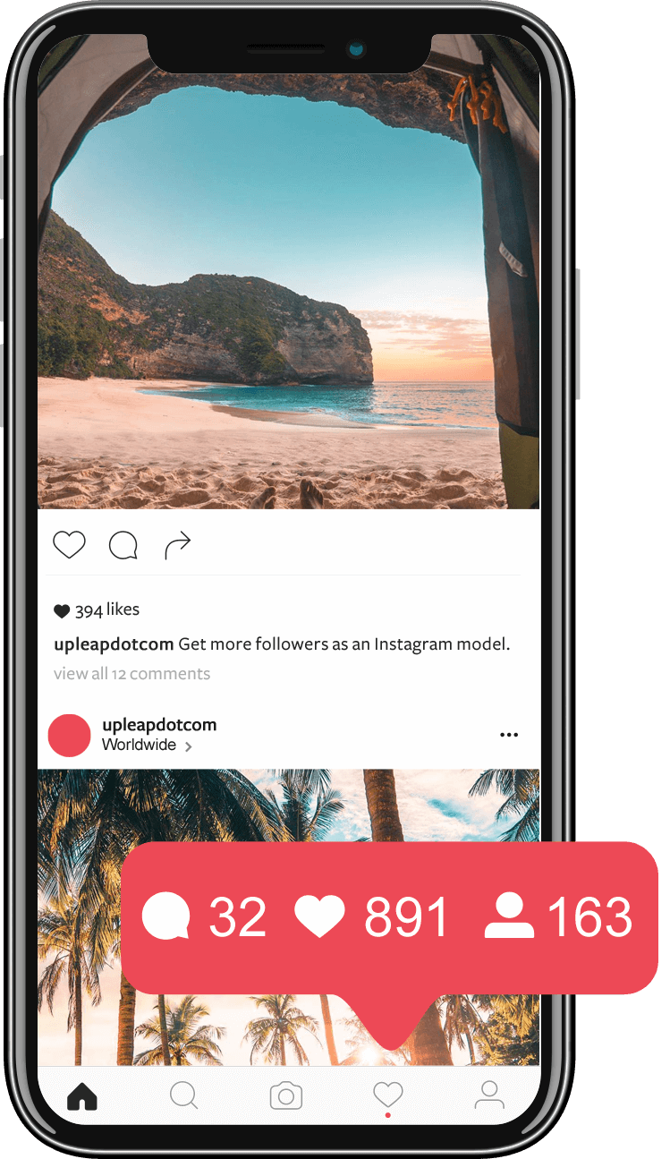 Instagram travel account shown on mobile phone with Instagram engagement.