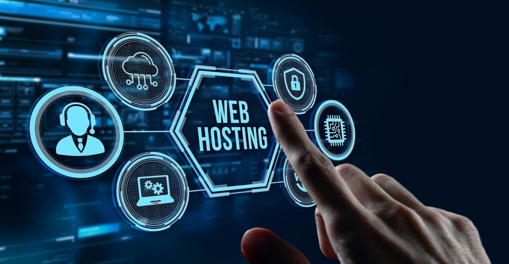 a guy touching web hosting ai module