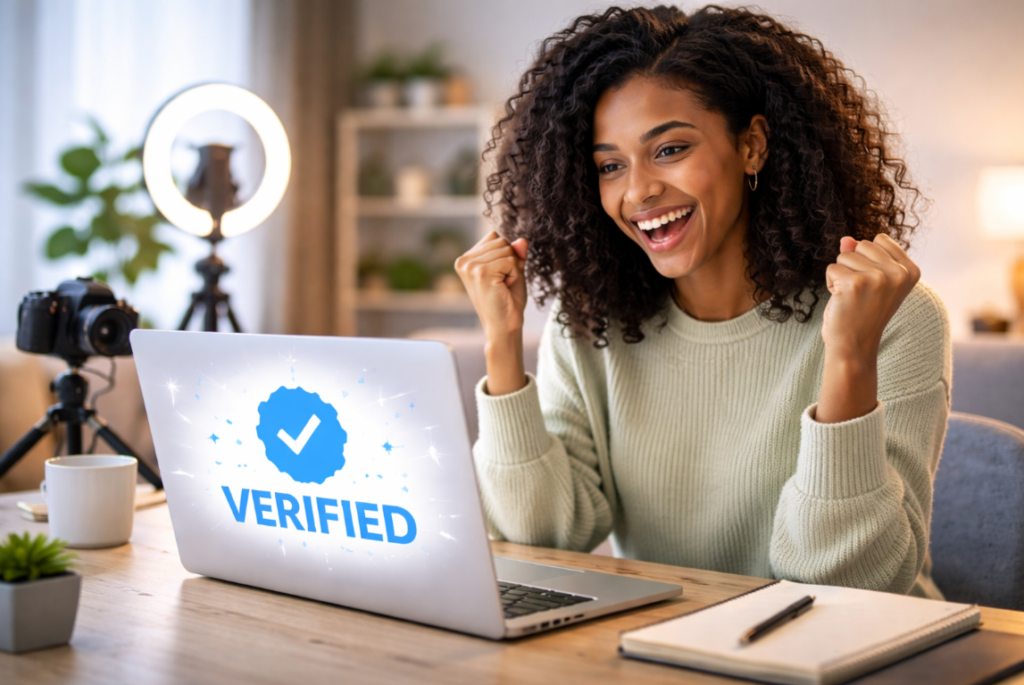 girl is happy because her account is verified