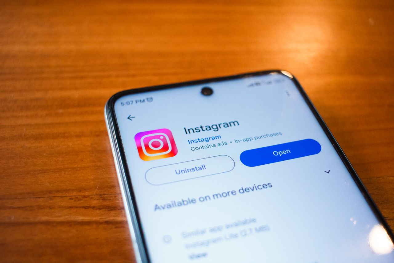 Smartphone displaying the Instagram app